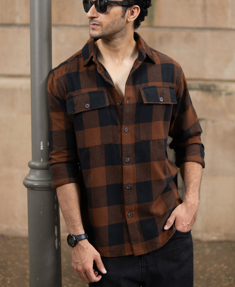 brown and black checks shirt brown and black checks shirt