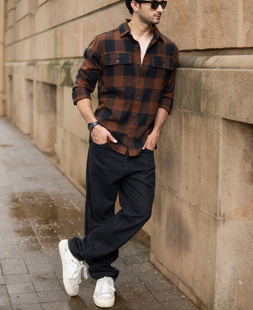brown and black checks shirt brown and black checks shirt
