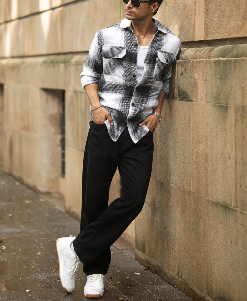 black and white checks overshirt black and white checks overshirt