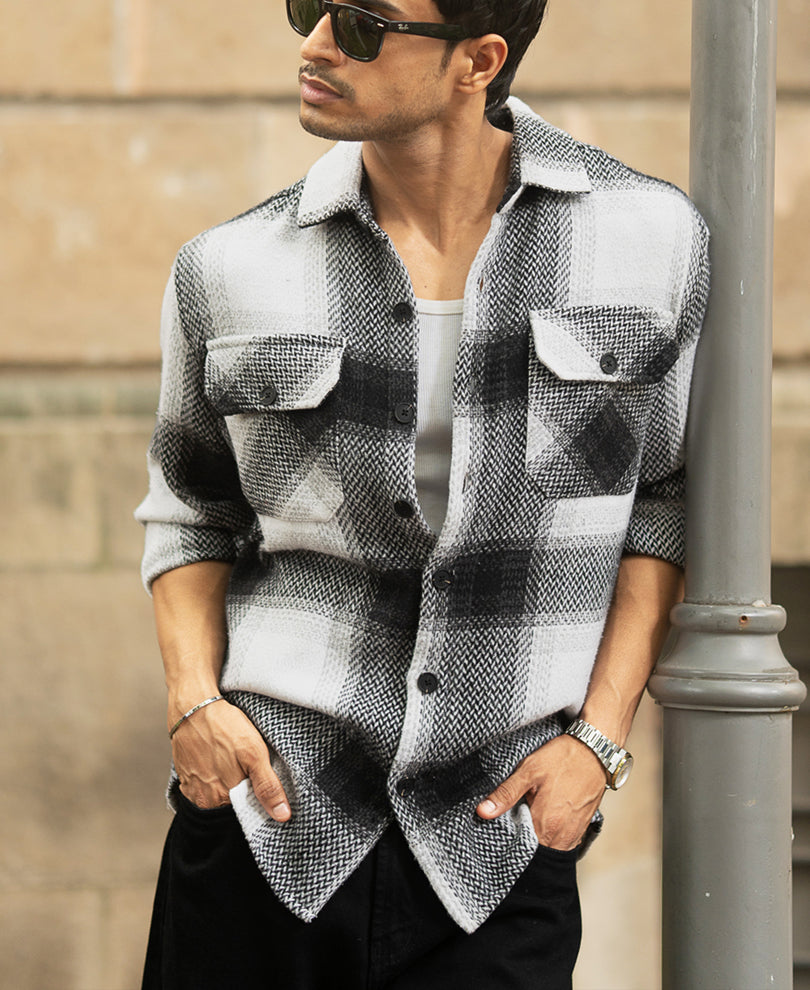 black and white checks overshirt black and white checks overshirt
