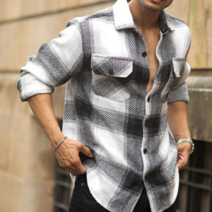 black and white checks overshirt
