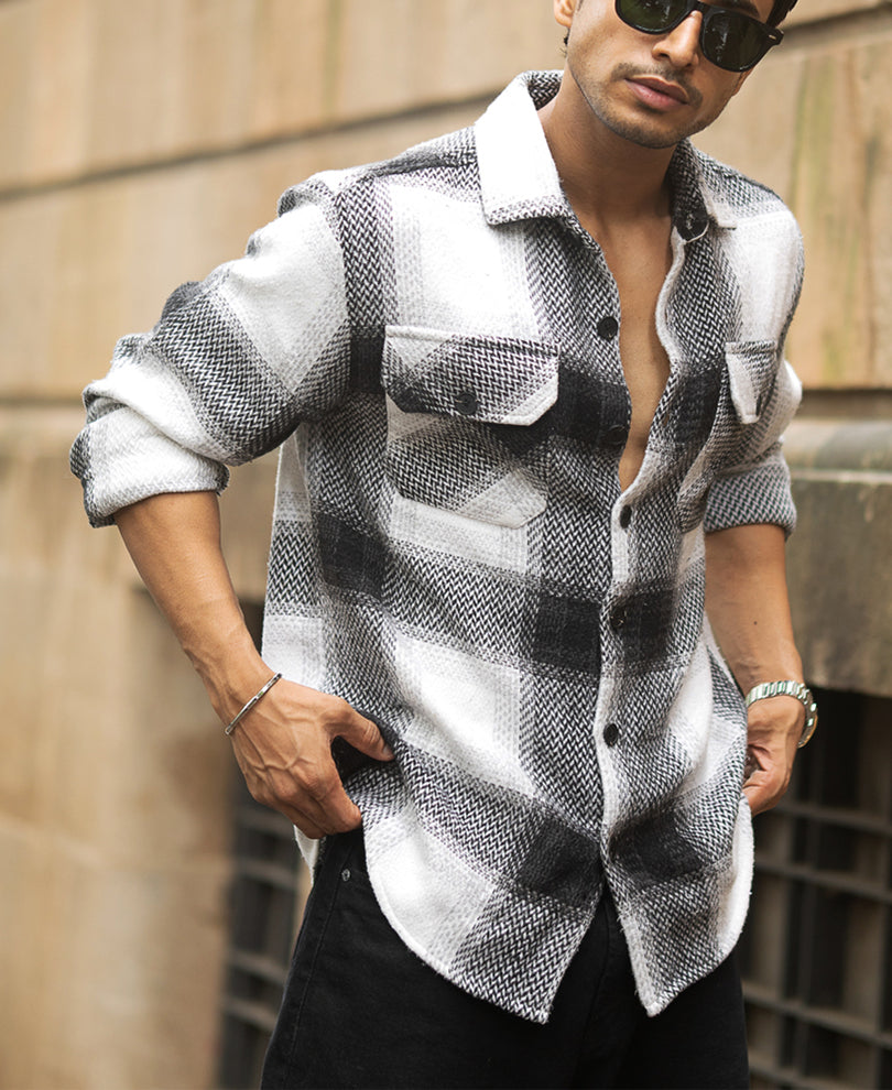 black and white checks overshirt black and white checks overshirt