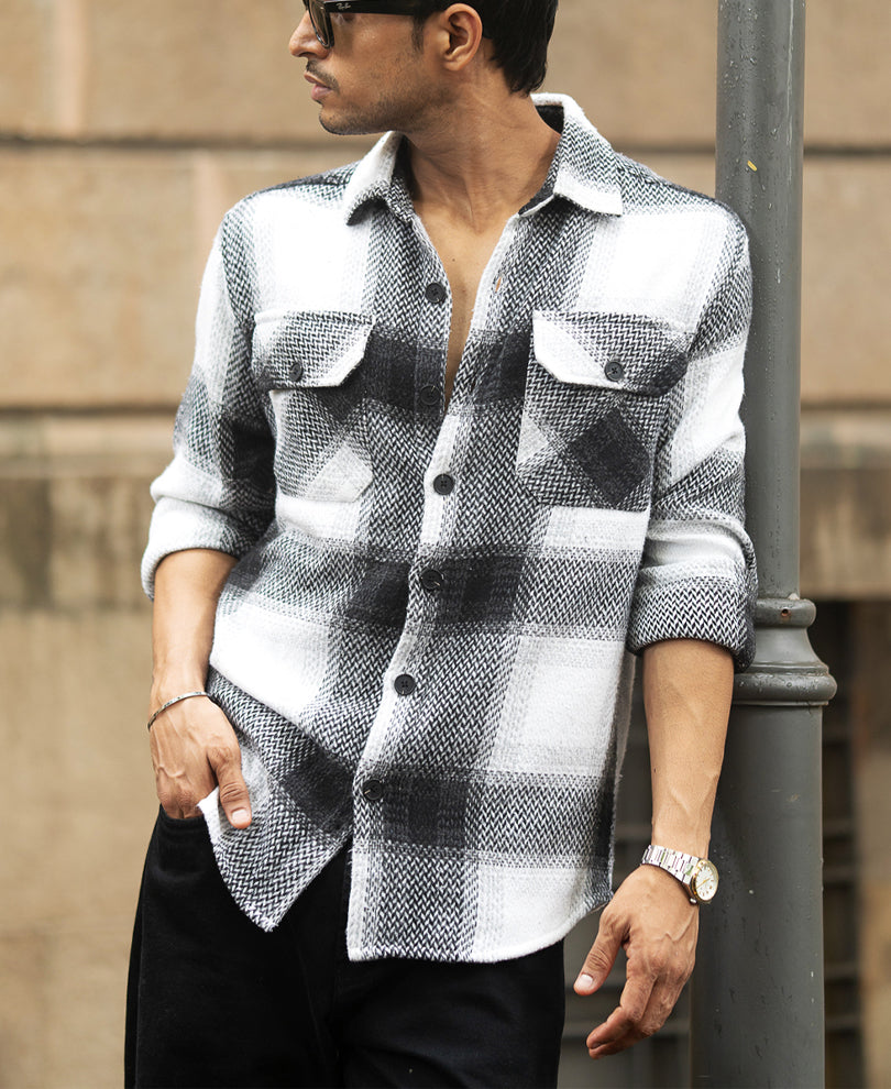 black and white checks overshirt black and white checks overshirt