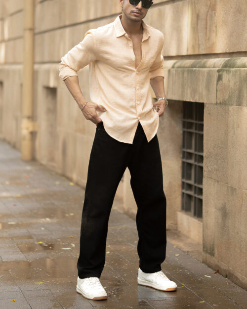 Home beige lightweight structured shirt