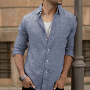 blue lightweight structured shirt