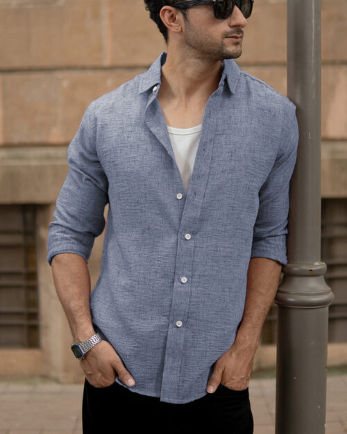 blue lightweight structured shirt