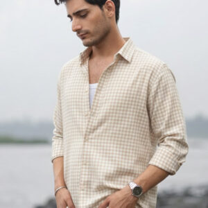 beige checks shirt