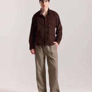 coffee corduroy button down shirt