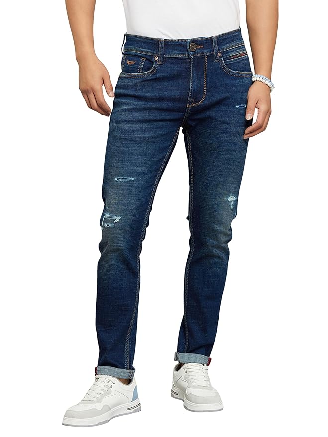 dark blue 5 pocket low rise tapered ankle length stretch jeans dark blue 5 pocket low rise tapered ankle length stretch jeans
