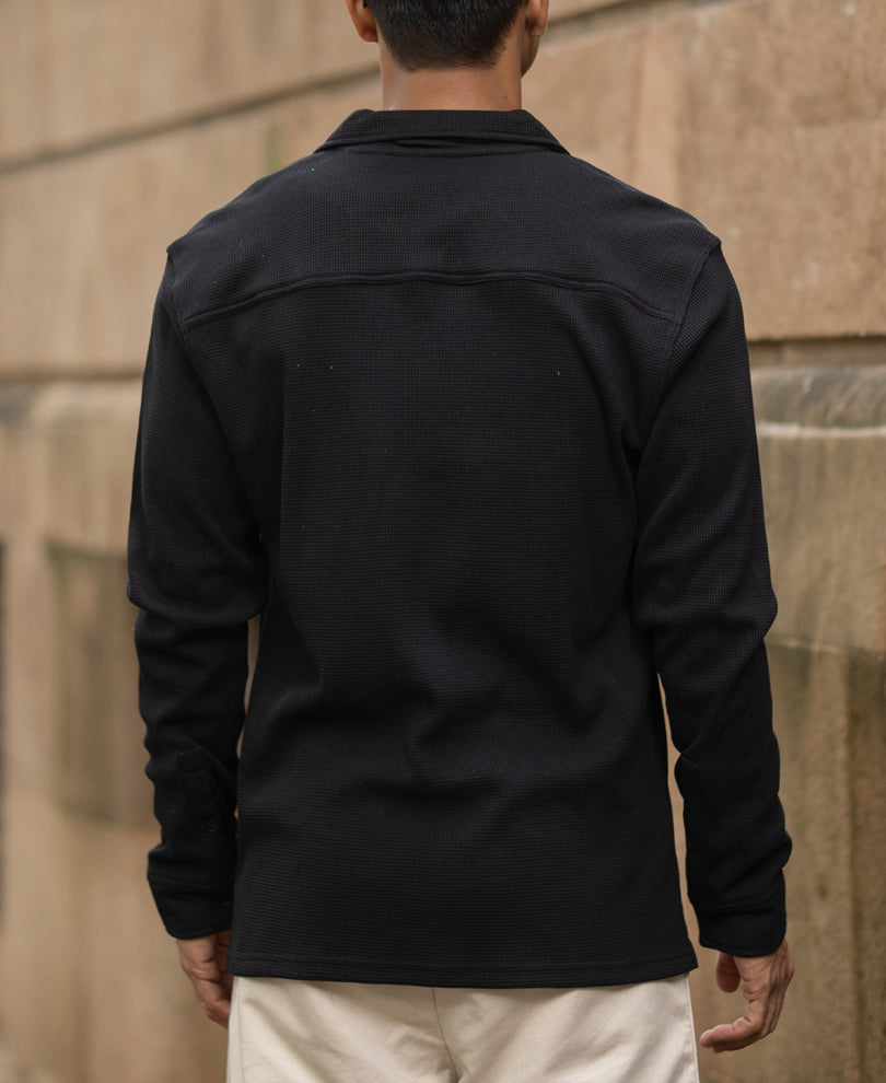 black knitted embroidery shirt black knitted embroidery shirt