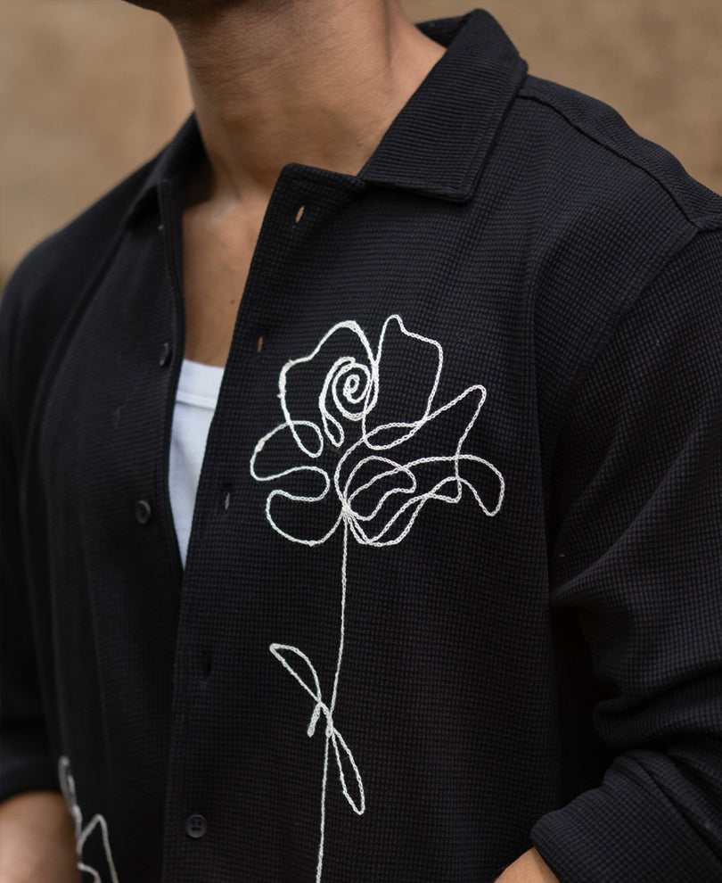 black knitted embroidery shirt black knitted embroidery shirt
