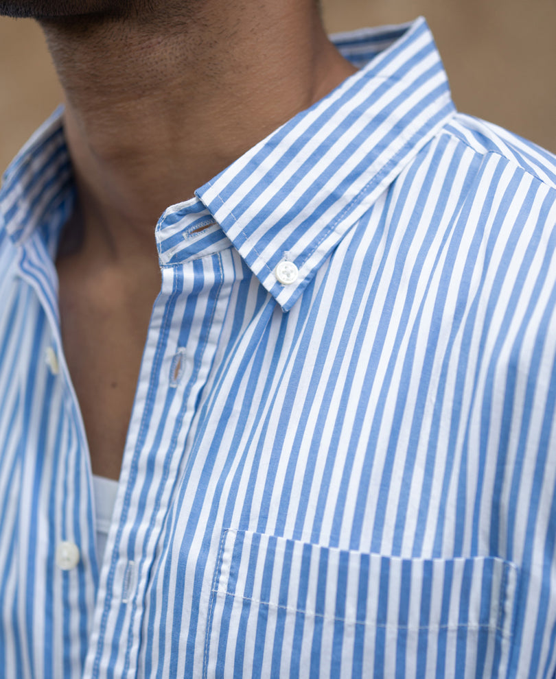blue cotton striped buttondown shirt blue cotton striped buttondown shirt