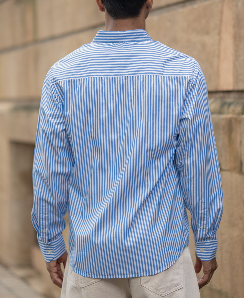 blue cotton striped buttondown shirt blue cotton striped buttondown shirt