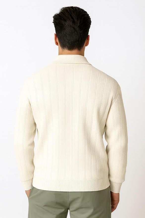 cream zip style full sleeves regular fit shirt cream zip style full sleeves regular fit shirt