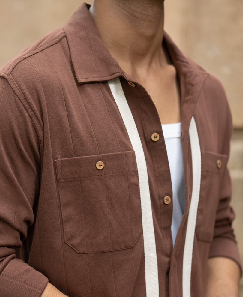 brown tape detail shirt brown tape detail shirt