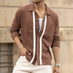 brown tape detail shirt