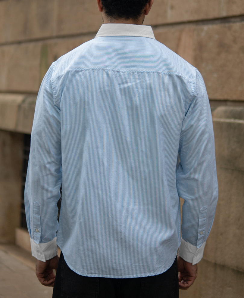 blue oxford contrast collar stripe shirt blue oxford contrast collar stripe shirt