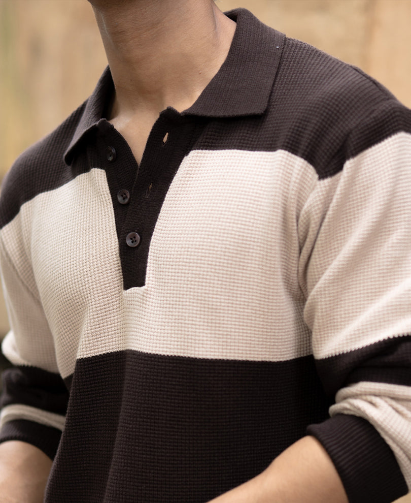 brown structured knit striped t shirt brown structured knit striped t shirt
