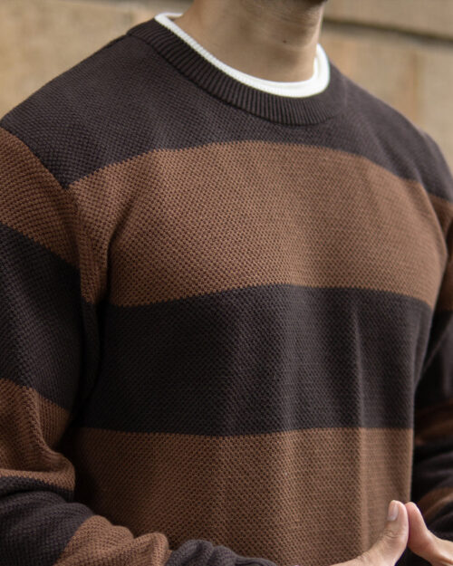 brown structured stripe t shirt