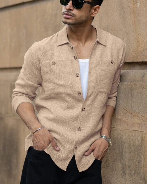 Home beige structure shirt