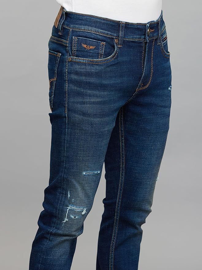 dark blue 5 pocket low rise tapered ankle length stretch jeans dark blue 5 pocket low rise tapered ankle length stretch jeans