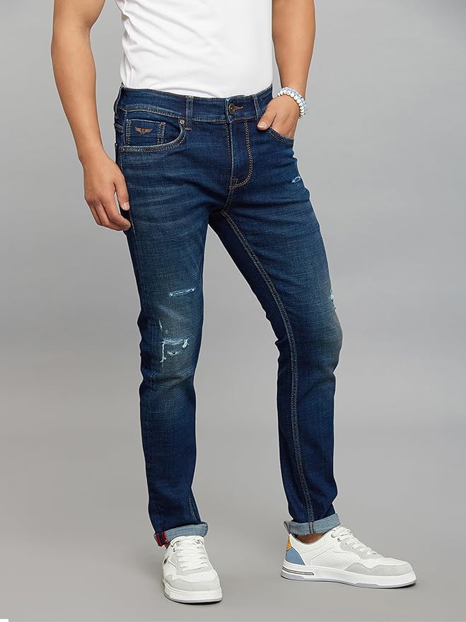 dark blue 5 pocket low rise tapered ankle length stretch jeans dark blue 5 pocket low rise tapered ankle length stretch jeans