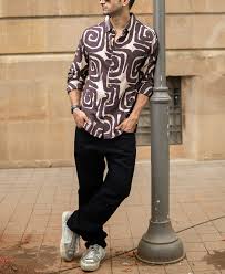 coffee brown abstract print shirt coffee brown abstract print shirt
