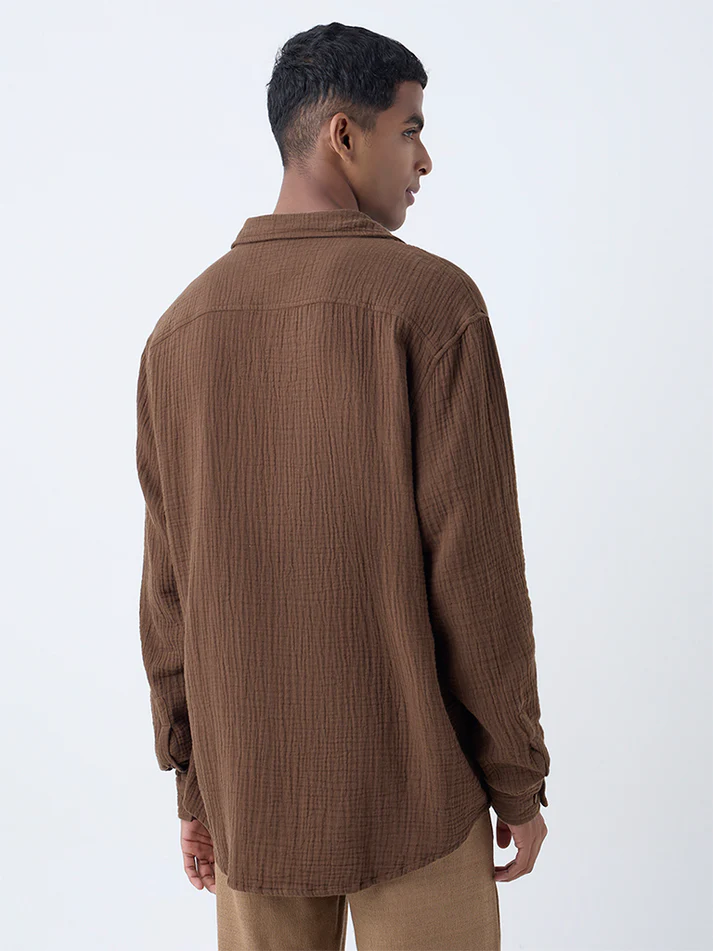 cocoa brown crinkled shirt cocoa brown crinkled shirt