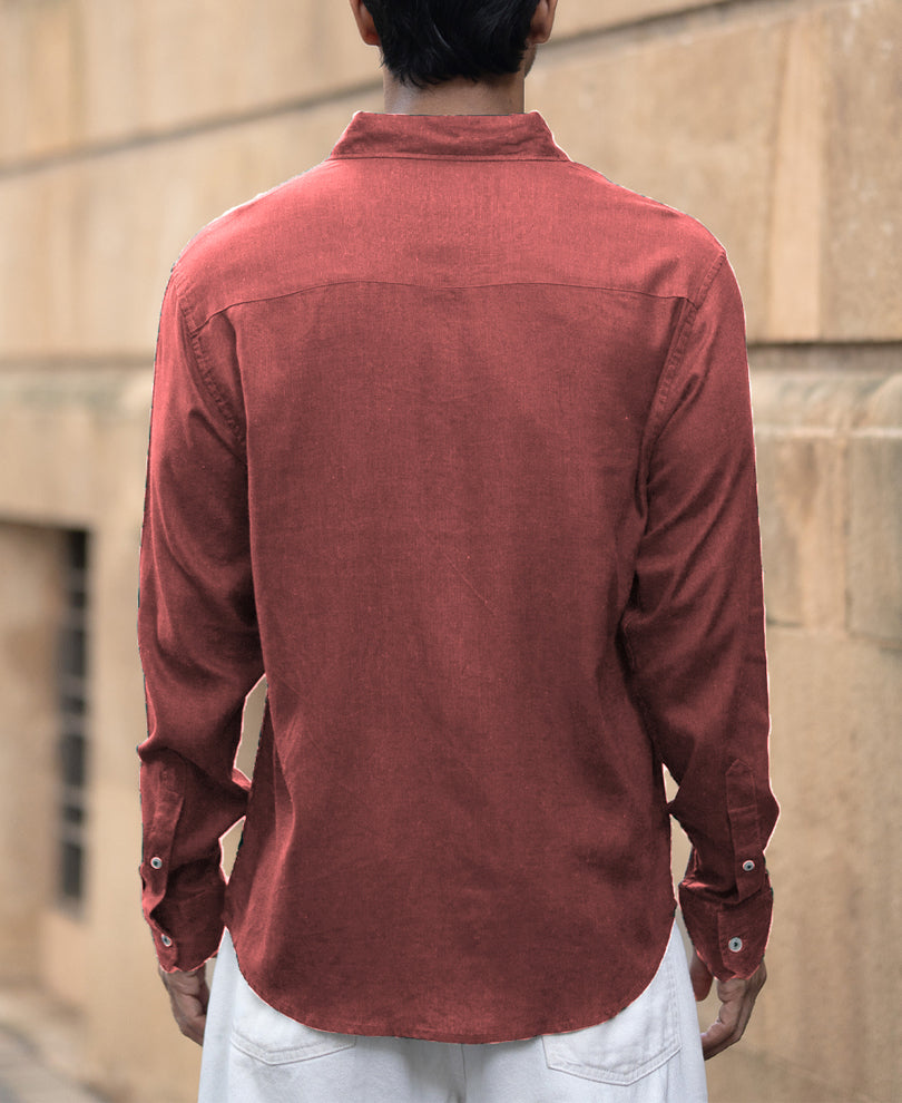 brick linen blend shirt brick linen blend shirt