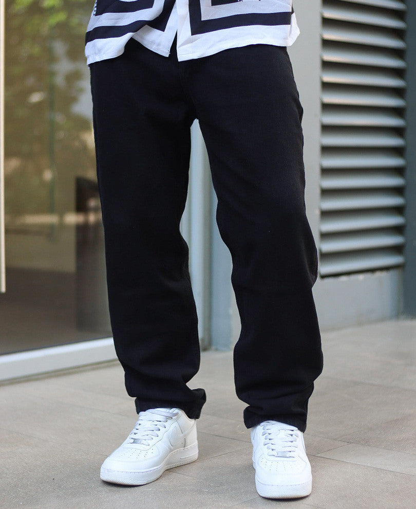 black solid washed baggy fit denim jeans black solid washed baggy fit denim jeans
