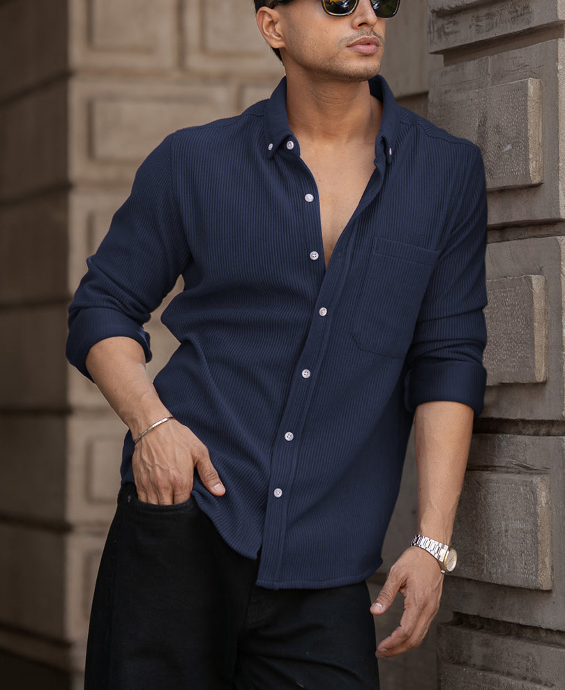 blue corduroy regular fit full sleeves shirt blue corduroy regular fit full sleeves shirt
