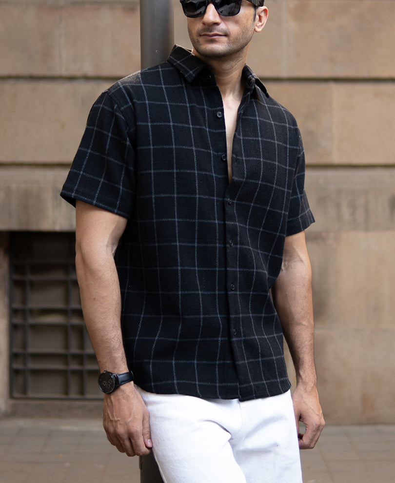 black structured checks shirt black structured checks shirt