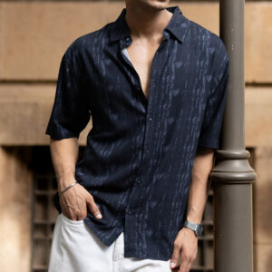 black abstract lightweight print shirt