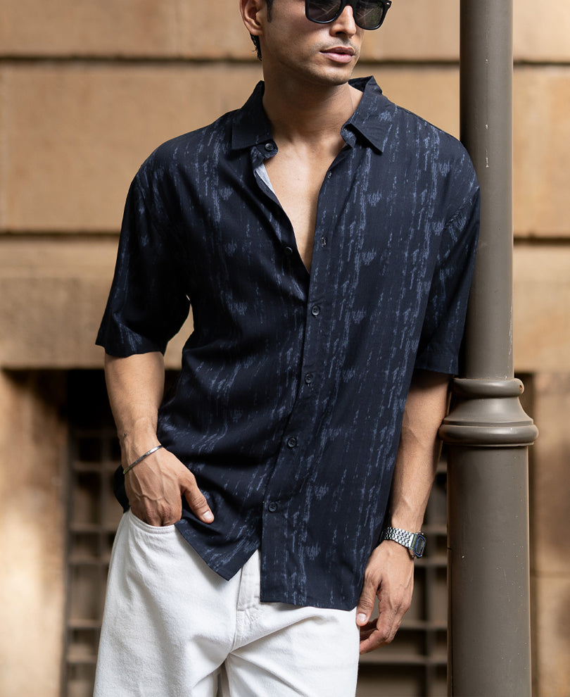black abstract lightweight print shirt black abstract lightweight print shirt