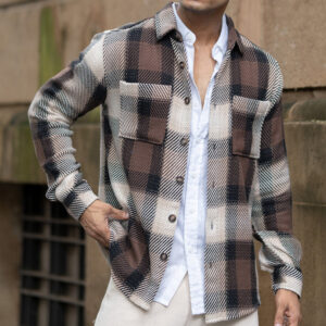 brown twill check shirt