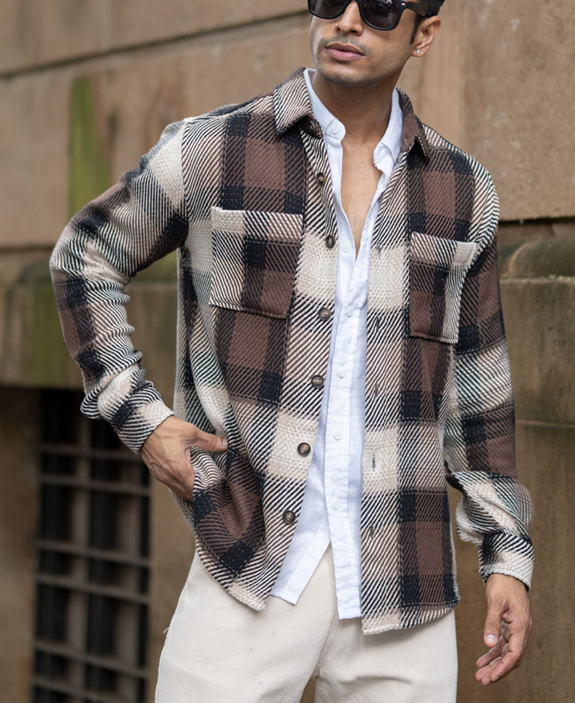 brown twill check shirt brown twill check shirt