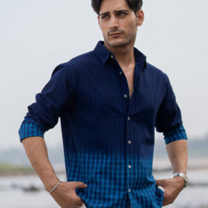 blue ombre checks shirt