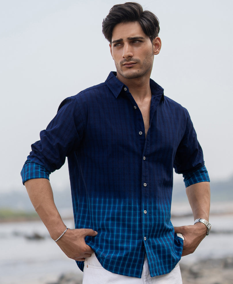 blue ombre checks shirt blue ombre checks shirt