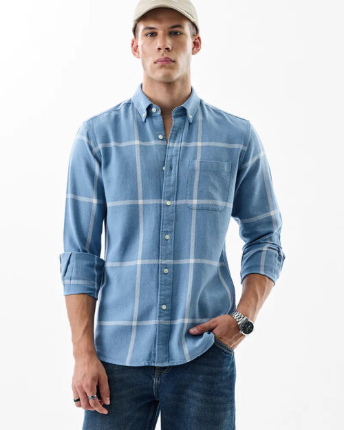 blue checks oxford shirt