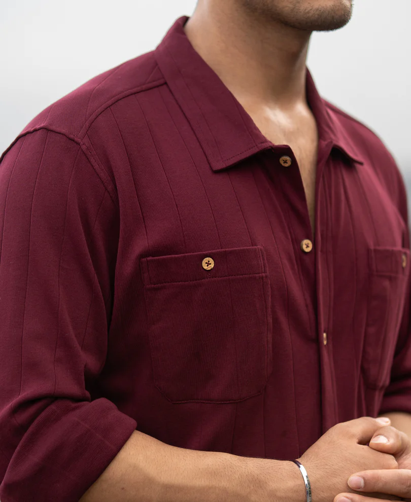 wine striped knitted shirt wine striped knitted shirt