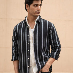 black structured stripe shirt