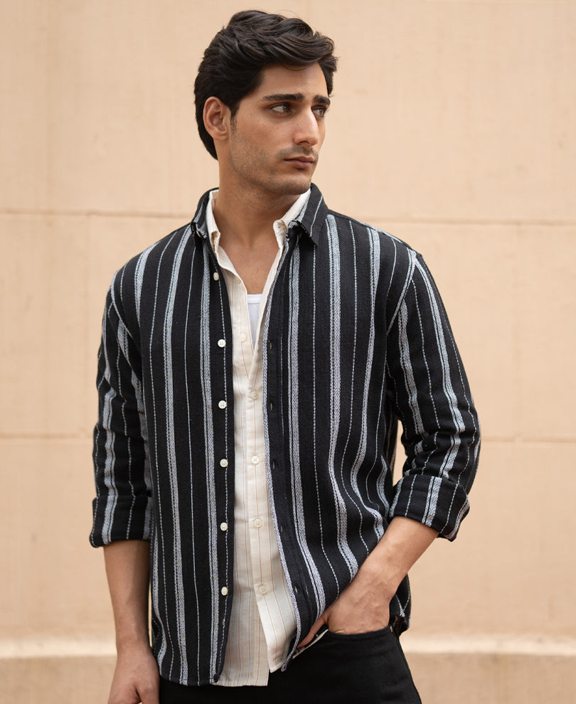 black structured stripe shirt black structured stripe shirt