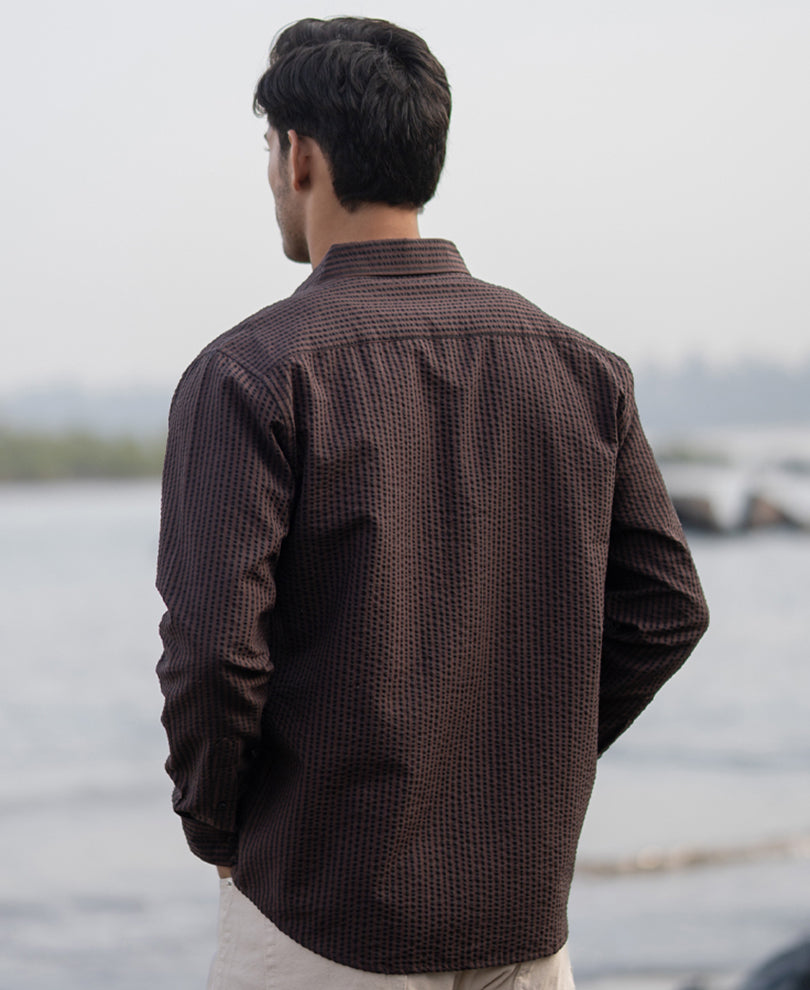 brown seer sucker stripe shirt brown seer sucker stripe shirt
