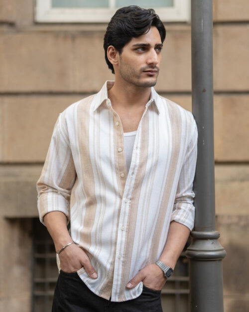 Home beige structure stripe shirt