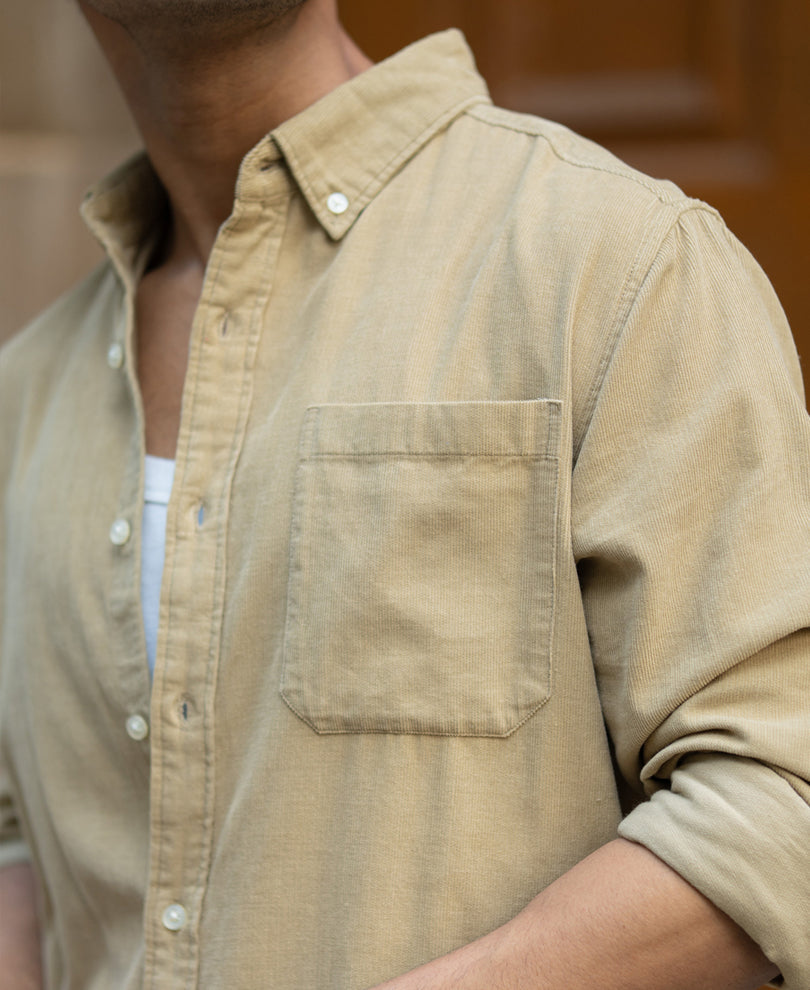 beige corduroy buttondown shirt beige corduroy buttondown shirt