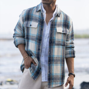 Home blue structured check shirt