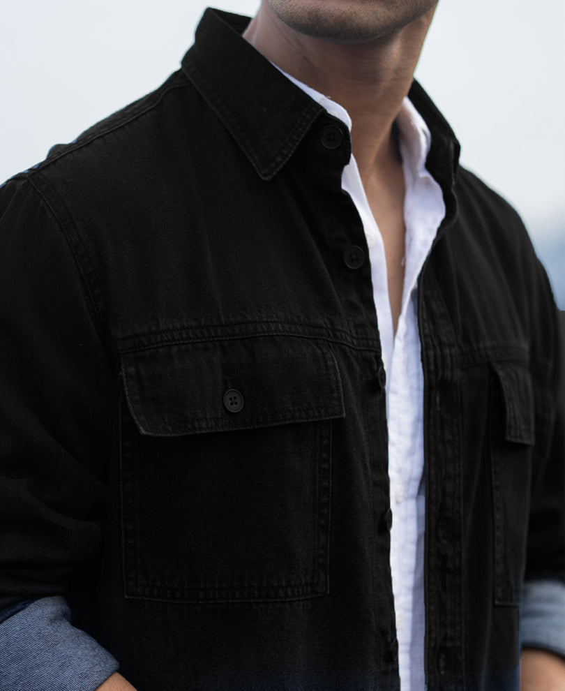 black ombre denim shirt black ombre denim shirt