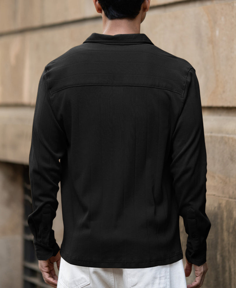 black double pocket knit shirt black double pocket knit shirt