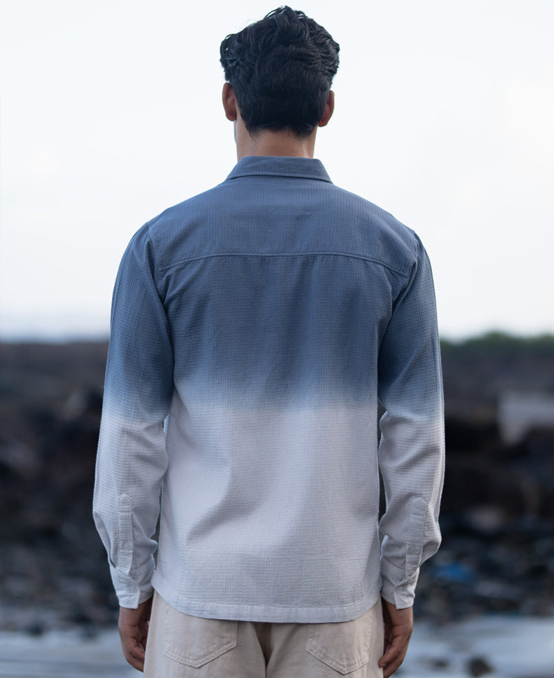 blue structured ombre shirt blue structured ombre shirt