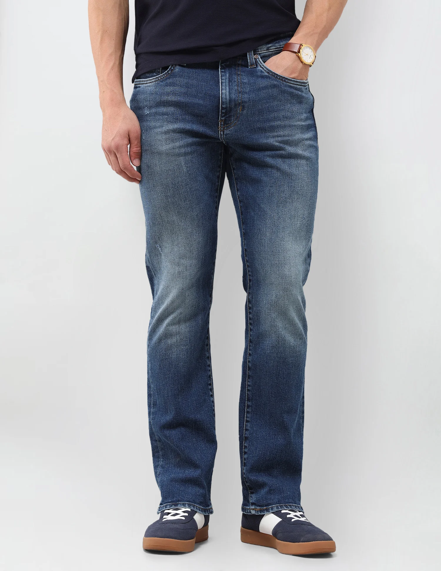 dk blue 5 pocket mid rise slim straight fit jeans dk blue 5 pocket mid rise slim straight fit jeans
